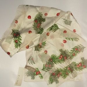 Echo 100% Silk Christmas Holiday Scarf
